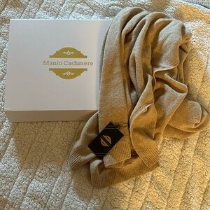 Manio Cashmere: Taupe 100% Cashmere Knitted Wrap Shawl Extra Large Scarf Stole